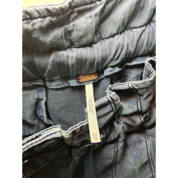 Free People Paperbag Waist Pants High Waist Button Front Baggy Mom Boho Blue xs - Picture 6 of 7